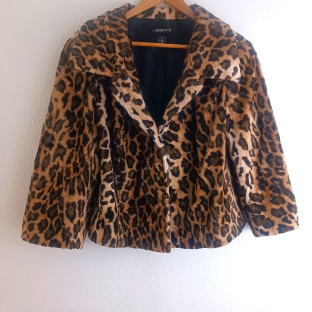 Lane Bryant Leopard Print Faux Fur Jacket - Brown